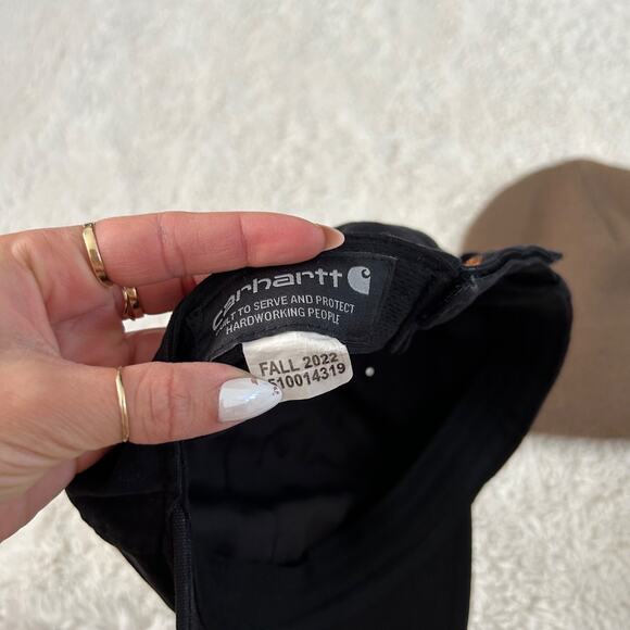 Carhartt Unisex Taupe Beanie & Black Hat Bundle Edgy Work Wear - Picture 5 of 6